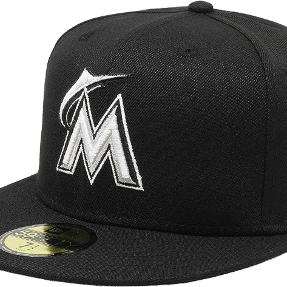 New Era 59Fifty Hat MLB Miami Florida Marlins Basic Black Fitted Cap 11591138